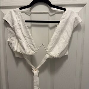 Women’s White Fox White Tie-Back Crop Top